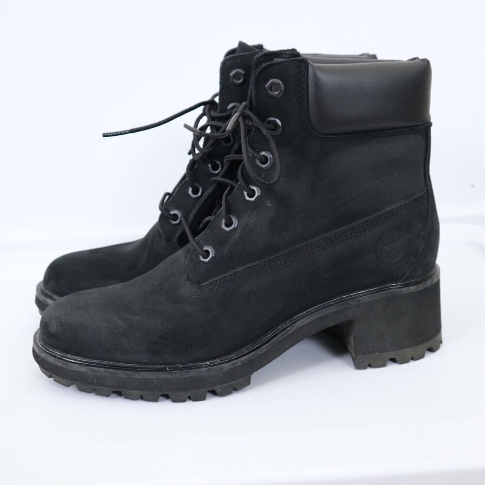 Timberland Womens Size 9.5 Kinsley Ankle Boots Black Suede Waterproof Lug Sole - Picture 2 of 7